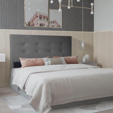 Imagem de Cabeceira Casal 1,60m Berlim Corino Cinza