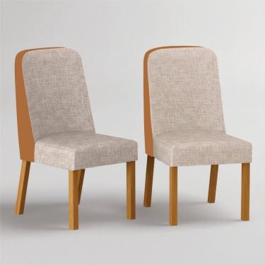 Imagem de Kit 2 Cadeiras para Sala de Jantar em Madeira Isis Cinamomo/Terracota/Palha