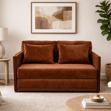 Imagem de Sofá-cama Casal Veludo Charlie Marrom