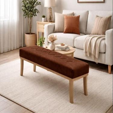 Imagem de Puff para Sala de Estar 100cm Veludo Theo Marrom