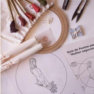 Imagem de Kit iniciante completo para Bordar com Risco (desenho) Risco:Segurando