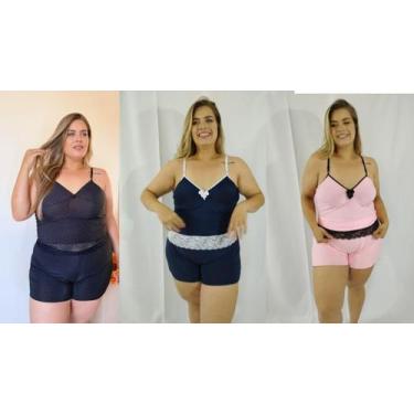 Imagem de Kit 3 pijama Baby Doll Liganete Plus size - Loren, G3