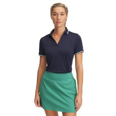 Imagem de Camiseta Polo de Golf Under Armour Drive Feminina, Azul, GG