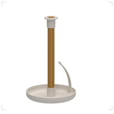 Imagem de Porta Rolo Papel Toalha Bambu Guardanapo Cozinha Mesa Lume - - OU, Beg