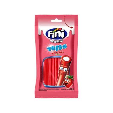 Imagem de Bala Fini Tubes Morango Regaliz Goma De Gelatina Tubinhos, 1 unidade, 