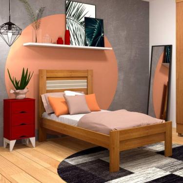 Imagem de Cama Solteiro 100% Mdf - Safira -cinamomo-off - Tcil Móveis