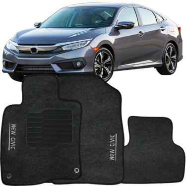 Imagem de Jogo de Tapete Automotivo Carpete New Civic 2017 à 2021 Soft Logo Bordado Grafite 3 Peças