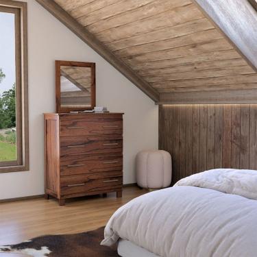 Imagem de Cômoda Rústica 4 Gavetas Madeira Maciça Mogano - Panorama Móveis