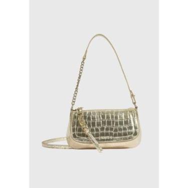 Imagem de Bolsa Tiracolo Pequena Tina Croco Metalizado Dourado Schutz-Feminino