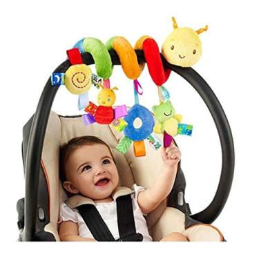 Imagem de Brinquedo de bebê com clipe em espiral para bebês, boneca de pelúcia enrolada na pele, sensorial, colorida, para pendurar, carrinho de bebê, assento de carro, brinquedo espiral para