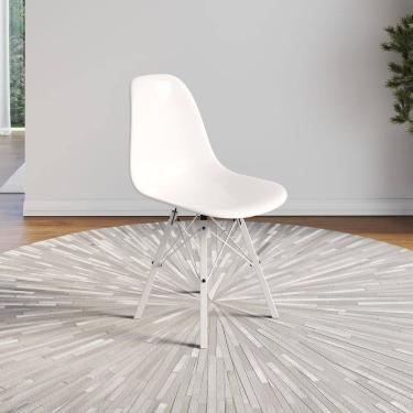 Imagem de Cadeira Eames Design Moderno Tubo de Ferro Branco Assento Branco