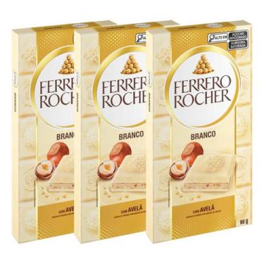 Imagem de KIT 3 Chocolate Tablete Branco com Avelã 90g Ferrero Rocher