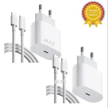 Imagem de Kit 2 Carregador Completos Turbo 20w Tipo USBC Compatível Para iPhon X