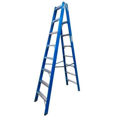 Imagem de Escada de fibra de vidro 8 degraus 2,40 m modelo americano dupla - Pre