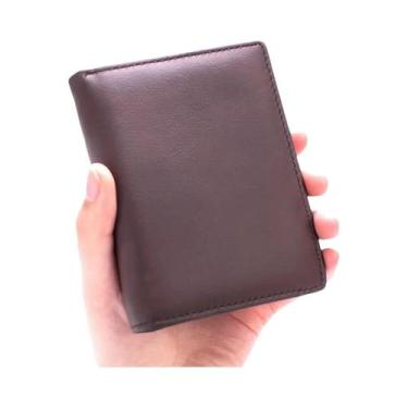 Imagem de Carteira Masculina De Couro Genuíno Com Zíper Antirroubo RFID, Porta-c