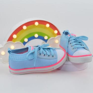 Imagem de Tênis Infantil Menina Meia Azul Rosa 26 Ao 33 Escolar Casual Calce Fác