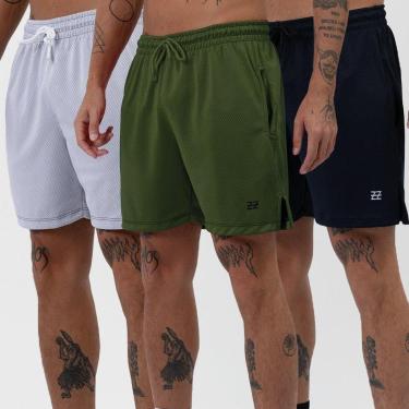 Imagem de Kit 3 Bermudas Masculinas Dry Treino Academia Futebol Alta Performance Conforto Luzzoo...