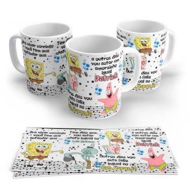 Imagem de Caneca Porcelana  Bob Esponja Patrick e Lula Molusco cozinha 325-ML - 