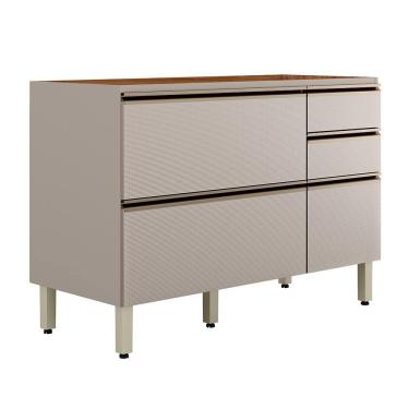 Imagem de Balcão para Pia Proença D9140 120 cm 1 Porta Basculante e 4 Gavetas Nogueira Nude Prime...