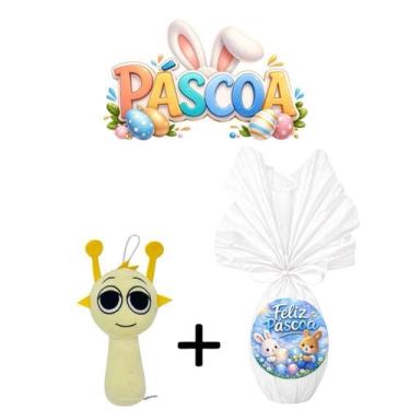 Imagem de Kit Páscoa Pelúcia Sprunki 20cm + Ovo de Chocolate 250g Personagens Or