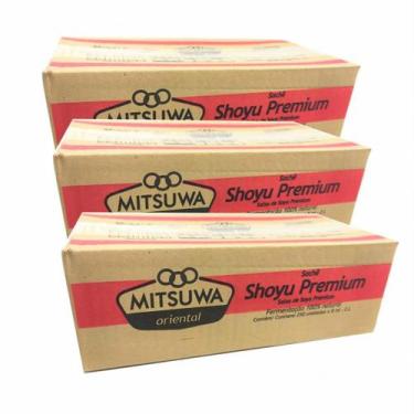 Imagem de Molhos Shoyu Sachê Mitsuwa Premium  250 Sachês - (Kit com 3)