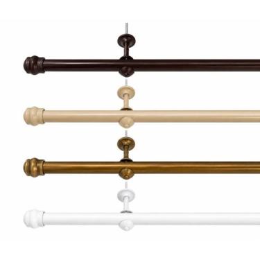 Imagem de Kit Varão Simples Metálico 2 Metros 19mm para Cortina Completo com Sup