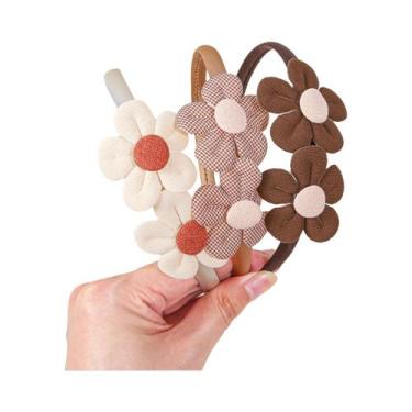 Imagem de Conjunto De Faixas De Cabelo Com Flores De Tecido Para Meninas, Acessó