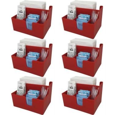 Imagem de Kit 6 Porta Sachês Guardanapos Açúcar Organizadores Bancada Vermelho