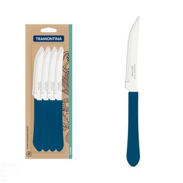 Imagem de Conjunto de Facas para Churrasco Tramontina Leme com Lâminas em Aço Inox e Cabos de Polipropileno Azul Oceano 12 Peças Tramontina