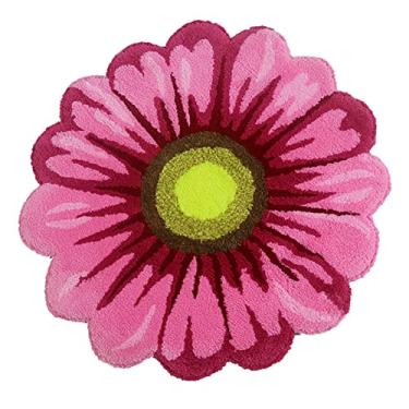 Imagem de Tapete de área de girassol 49,8 cm x 49,8 cm Rosa Floral Tapete de banheiro Macio de pelúcia Flor Tapete Pequeno Rústico Feito à Mão Floral Tapete para Banheiro Quarto Sala de Estar Cozinha Rosa