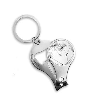 Imagem de Cortador de unhas preto cinza branco dente de leão anel chaveiro abridor de garrafas