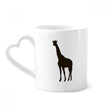 Imagem de Caneca preta Ciraffe com retrato de animal fofo caneca de café cerâmica copo de coração de vidro