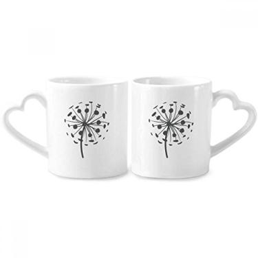 Imagem de Conjunto de canecas de porcelana para casais, flores e dente-de-leão, copos de cerâmica para amante, coração
