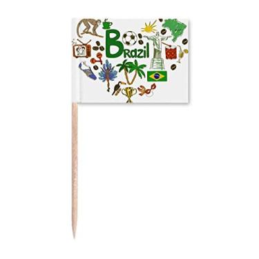 Imagem de Bandeira nacional de palito de dente bandeira nacional bandeira do amor do Brasil Topper marcador decoração de festa