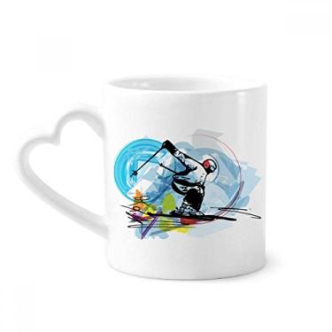 Imagem de Ilustração de Esqui de Esportes de Inverno Freestyle Caneca de Café Cerâmica Copo de Coração de Vidro