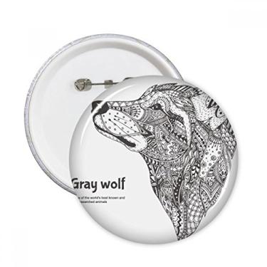 Imagem de Emblema de broches redondos cinza Wolf Friend Company 5 peças