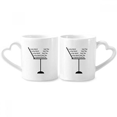 Imagem de Conjunto de canecas de porcelana para casal de coquetéis de chá gelado de Long Island com alça de coração