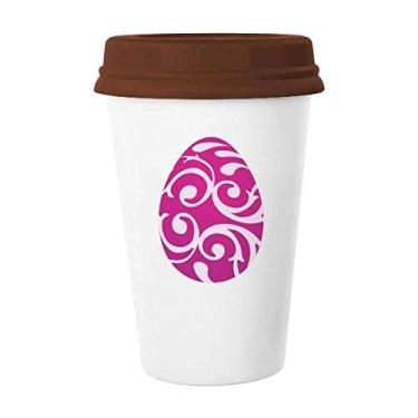 Imagem de Caneca de cerâmica com design de ovo roxo Festival da Religião da Páscoa Copo de cerâmica