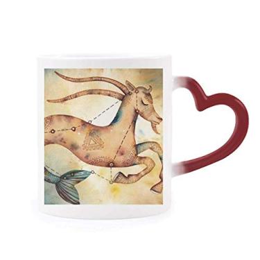 Imagem de Janeiro, dezembro, Capricórnio, Constelação, Zodíaco, Caneca sensível ao calor, Caneca vermelha que muda de cor