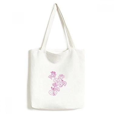 Imagem de Sacola de lona com flor de lótus folha de lótus bolsa de compras casual bolsa de compras
