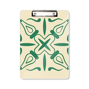 Imagem de Prancheta decorativa estilo Talavera padrão verde pasta, bloco de escrita A4