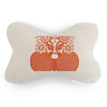 Imagem de DIYthinker Almofada de apoio de cabeça vermelha para decoração de pescoço com estampa de ópera de Pequim
