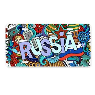 Imagem de DIYthinker Placa de licença de decoração de aço inoxidável para decoração de placa de carro com acordeão de inverno Rússia