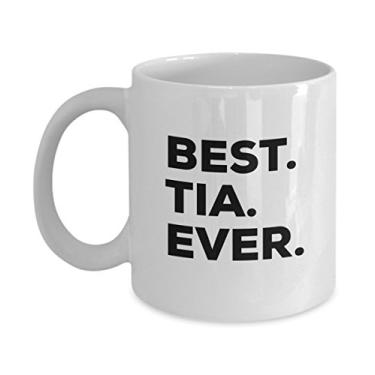Imagem de Tia Mug – Melhor Tia Ever – Tia Gifts – Presente engraçado – Para uma ideia de presente – Adicionar ao conjunto de caixas de presente – de Natal (325 ml, tia)
