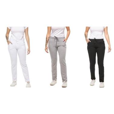 Imagem de KIT COM 03 CALÇAS DE MOLETOM FEMININO SLIM SKINNY SPORT CASUAL-cinzaclaro-preto-vermelho-P-Feminino