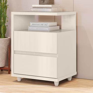 Imagem de Mesa de Cabeceira 2 Gavetas Nora Casa 812 - Off White