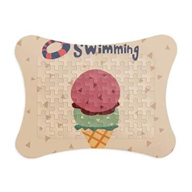 Imagem de Boia de natação de verão com moldura de quebra-cabeça de sorvete, enfeite de quebra-cabeça