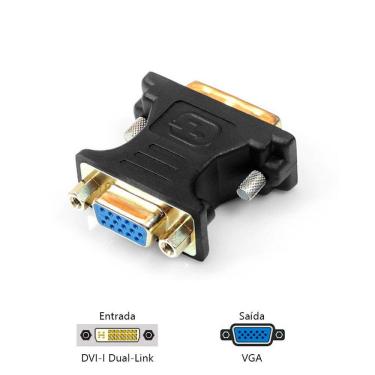 Imagem de Adaptador DVI Macho Para VGA Femea Plus Cable - ADP-DVIVGA10BK