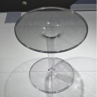 Imagem de Mesa lateral mesa de borda acrílica nórdica simples mesa de chá transparente varanda pequena mesa redonda mesa de canto criativa mesa de centro moderna pequena mesa de centro para sala de estar (cor: bancada cinza)