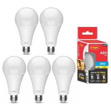 Imagem de Kit 5 Lampada Led 20W Branco Quente 3000K Luz Amarela Alta